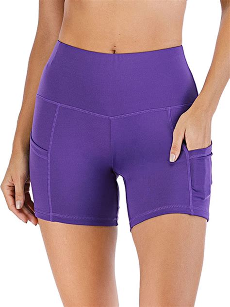 tight yoga shorts|Women's High Waist Yoga Shorts with Side Pockets .